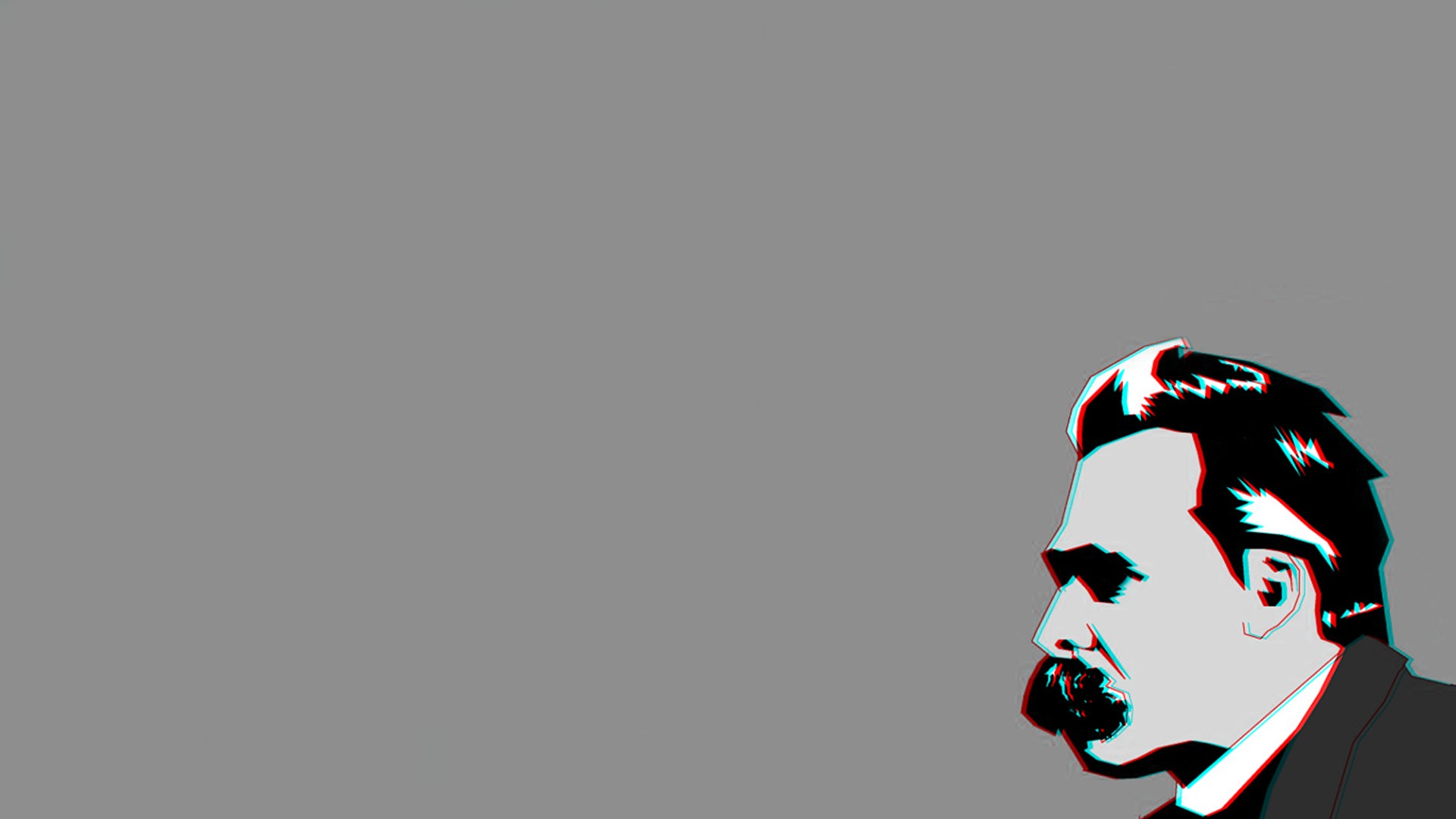 Friedrich Nietzsche, Philosophers, Chromatic aberration, Simple background Wallpaper