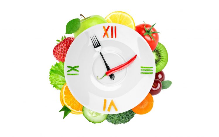 fruit, Food, White background, Clocks, Vegetables, Plates, Fork, Chilli peppers HD Wallpaper Desktop Background