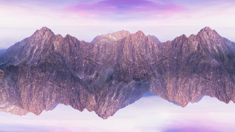 mountains, Purple, Hills, Nature, Reflection, Water HD Wallpaper Desktop Background