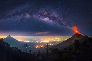 volcano, Milky Way, Guatemala, Nature, Space, Horizon, Landscape