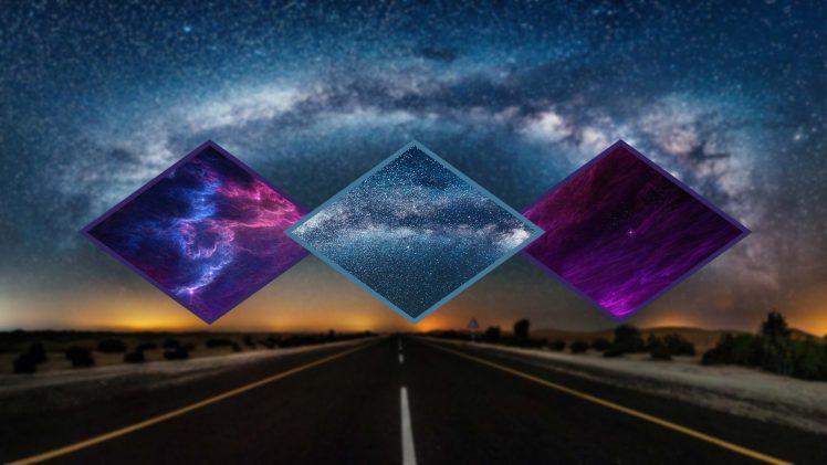 stars, Milky Way, Road, Digital art, Space art HD Wallpaper Desktop Background
