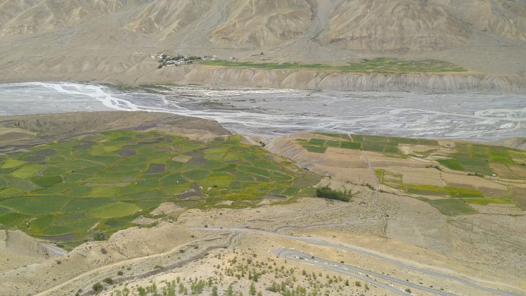 valley, Road, Himalayas, River, Farm HD Wallpaper Desktop Background