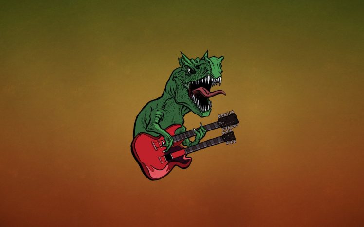 dinosaurs, Guitar, Electric guitar HD Wallpaper Desktop Background