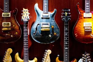guitar, Electric guitar, Colorful, Wall, Musical instrument