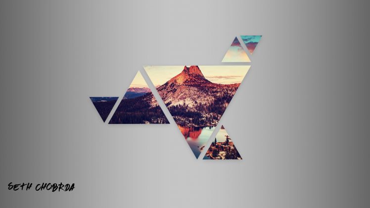 sunset, Mountains, Geometry, Triangle, Abstract HD Wallpaper Desktop Background