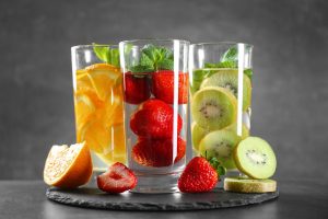 food, Drinking glass, Fruit, Kiwi (fruit), Strawberries