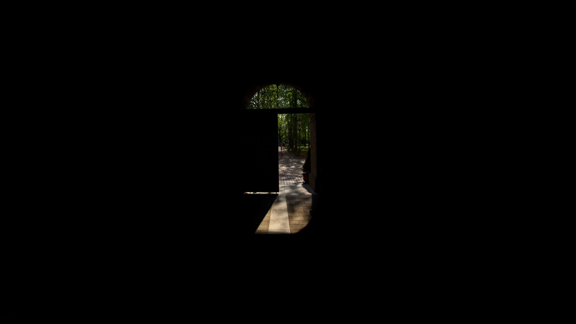 door, Trees Wallpaper