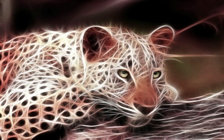 leopard, 3D, Fractalius, Animals, Digital art HD Wallpaper Desktop Background