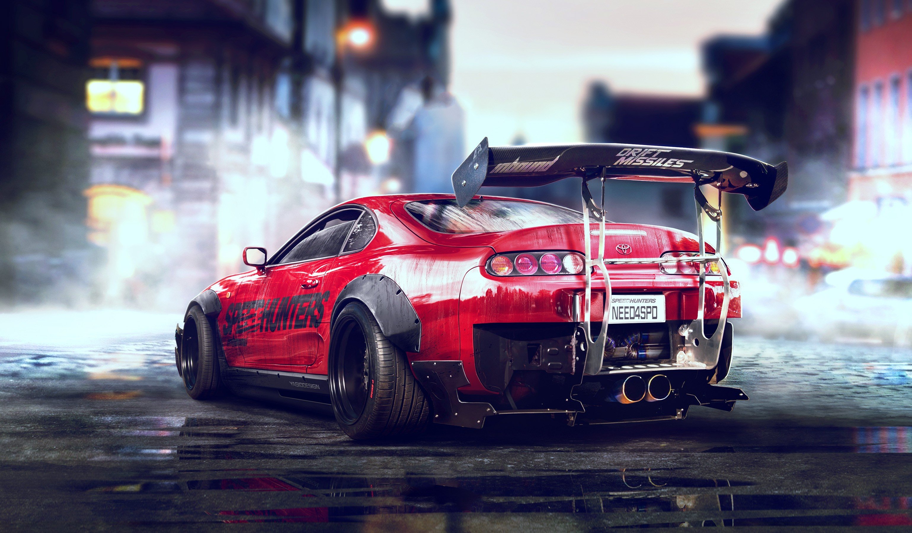 Toyota Supra, Need for Speed, Engine exhaust, Car, Red, Speedhunters Wallpaper