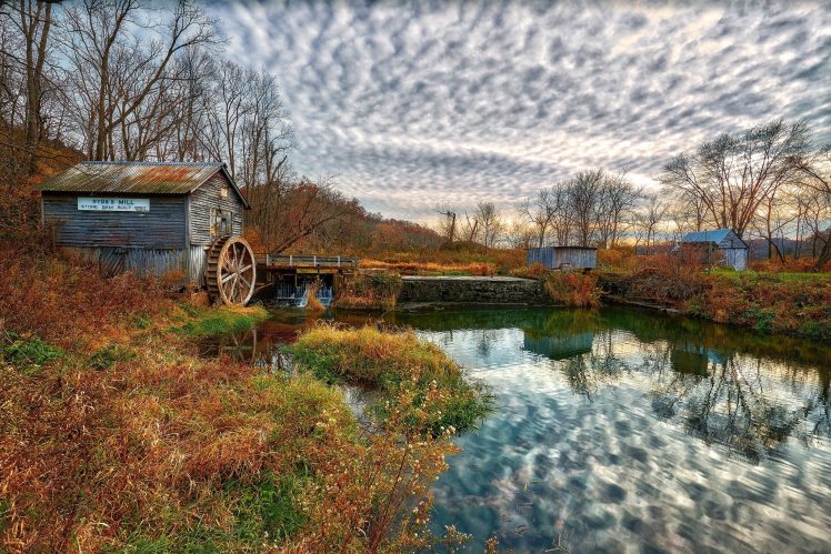 Wisconsin, Fall, Mill, Pond, Trees, Landscape HD Wallpaper Desktop Background