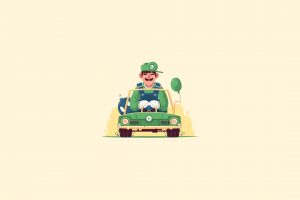 video games, Luigi, Mario Kart, Illustration