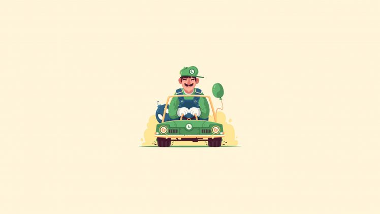 video games, Luigi, Mario Kart, Illustration HD Wallpaper Desktop Background