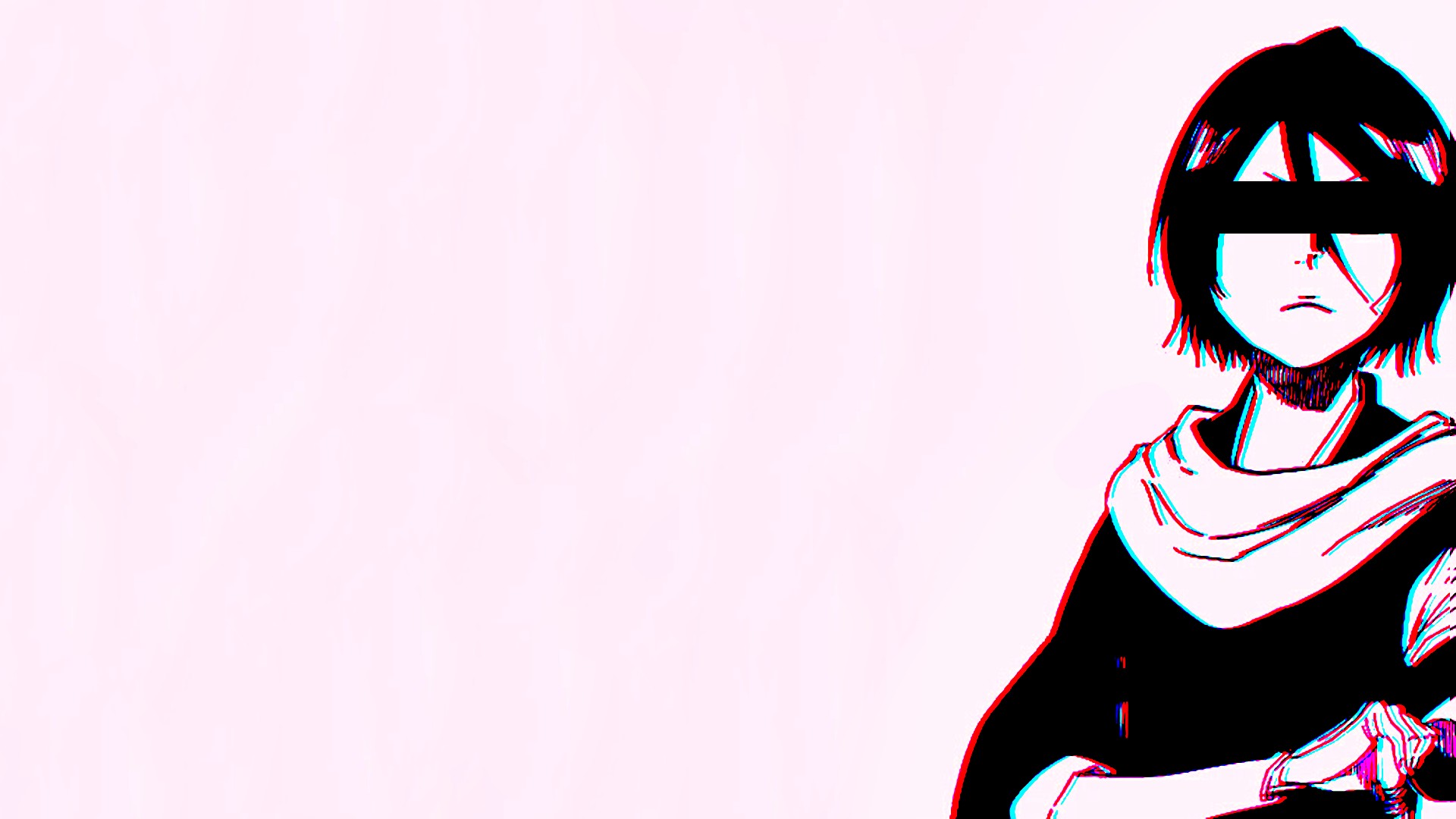 Bleach, Kuchiki Rukia, Simple background, Chromatic aberration, Anime girls, Anime Wallpaper