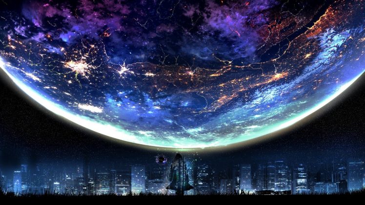 Moon, Sky, Stars, Night, Cityscape HD Wallpaper Desktop Background