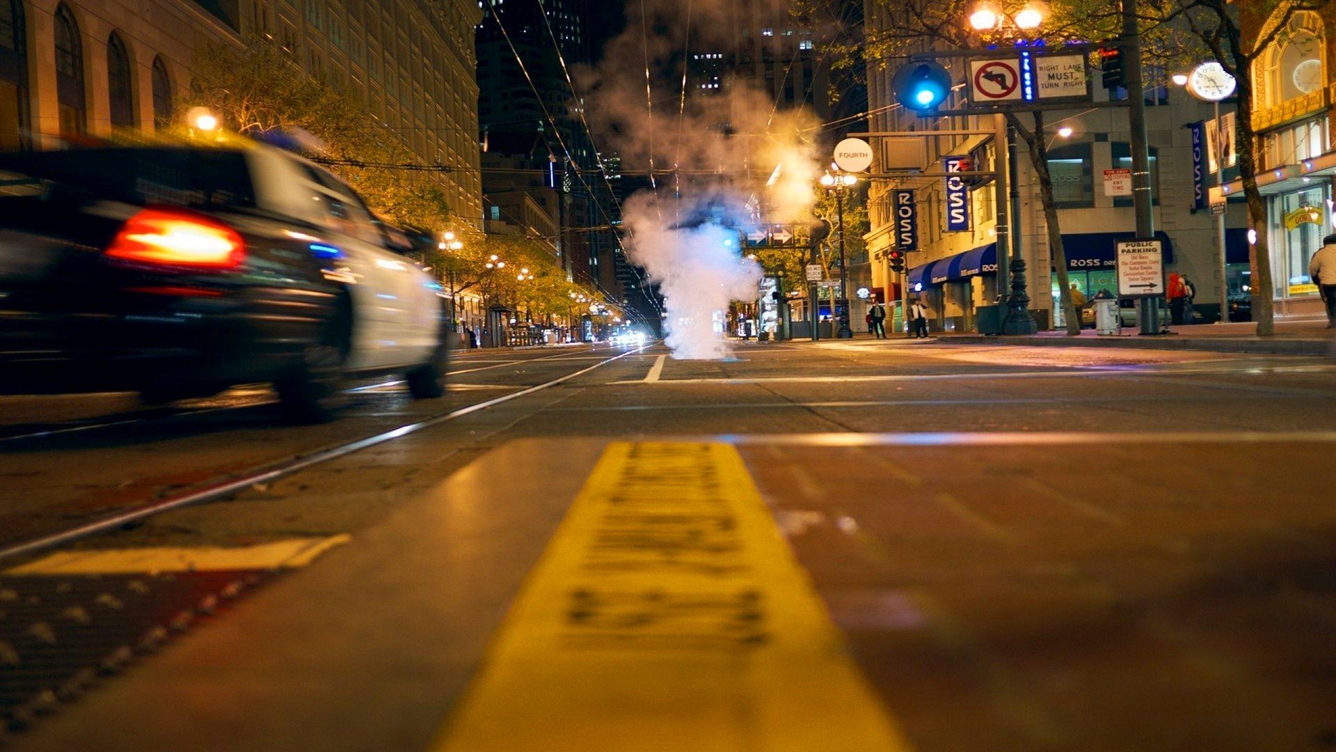 police, Street, Urban, Night Wallpaper