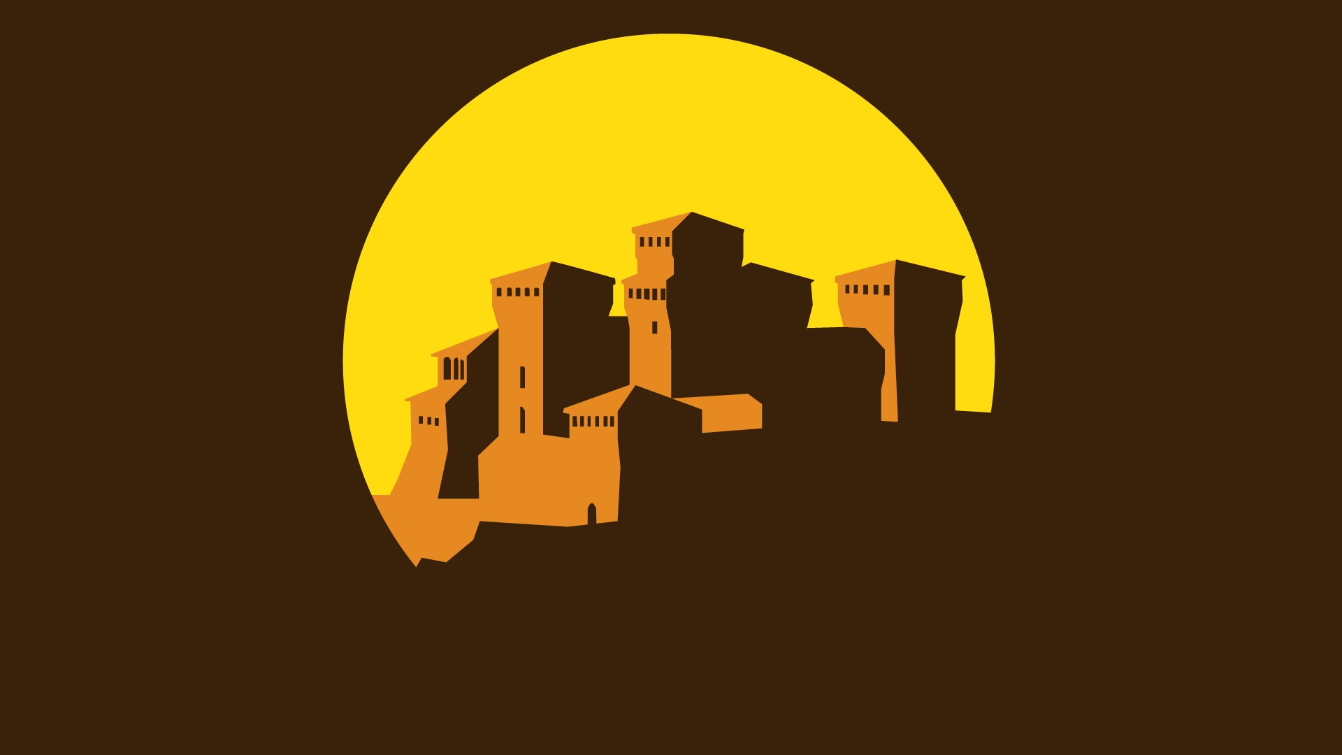 Italy, Castle, Tower, Minimalism, Vector, Cartoon Wallpaper