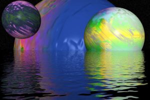 sphere, Water, Reflection, 3D, Digital art