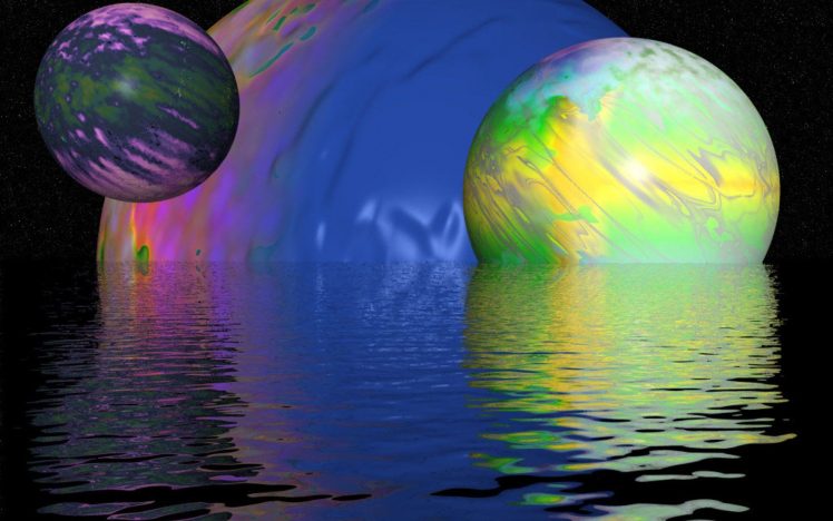 sphere, Water, Reflection, 3D, Digital art HD Wallpaper Desktop Background