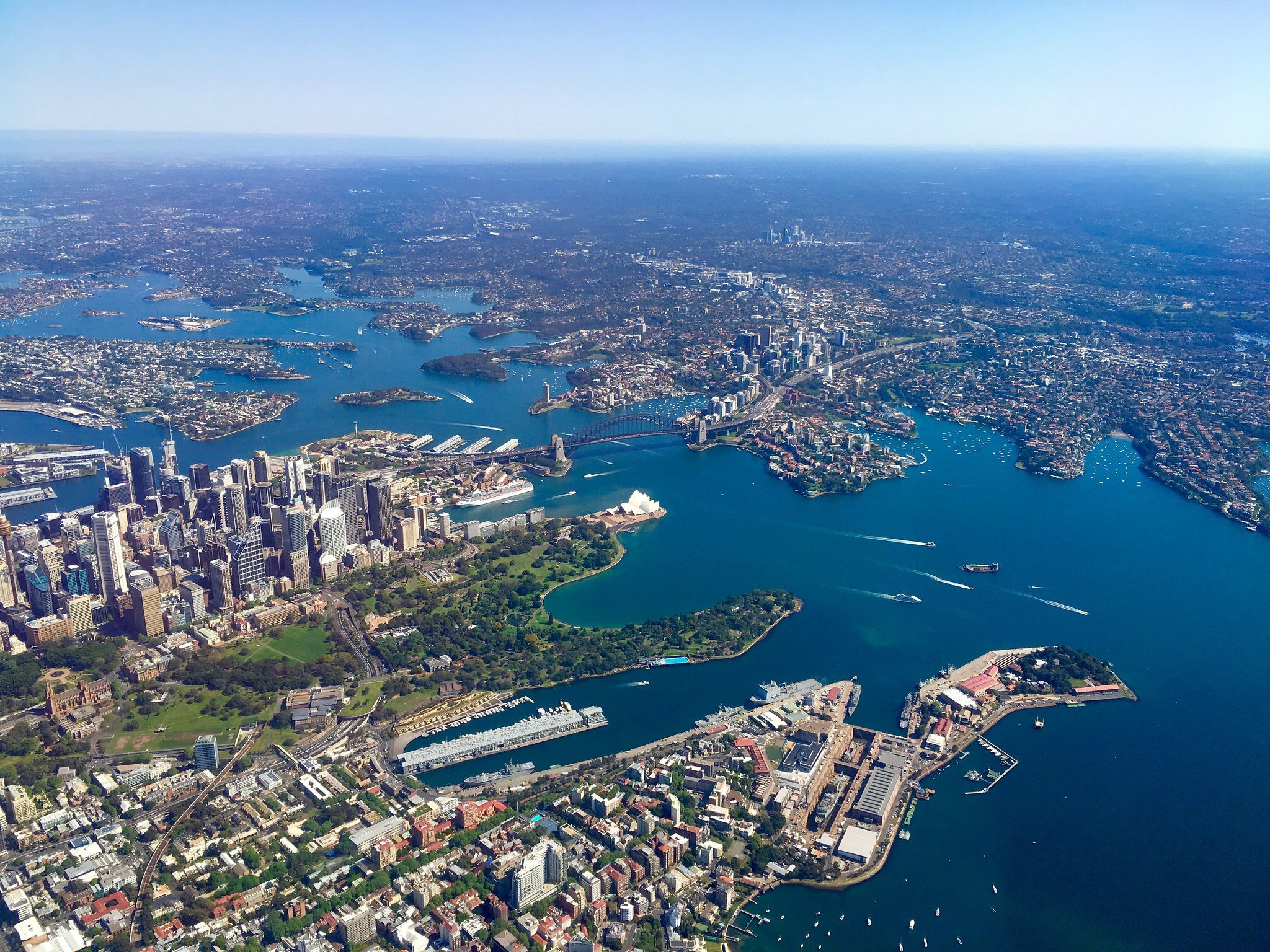 Australia, Sydney, Aerial view, City, Cityscape, Sea, Haze Wallpaper
