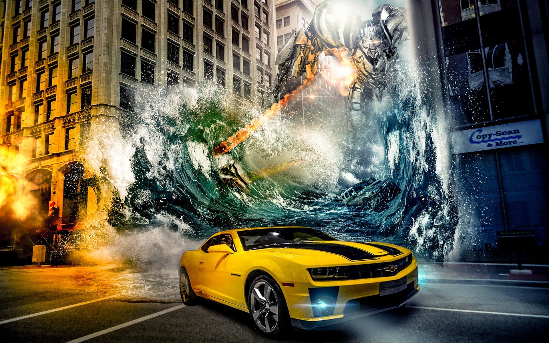city, Cityscape, Vehicle, Movies, Transformers Wallpaper