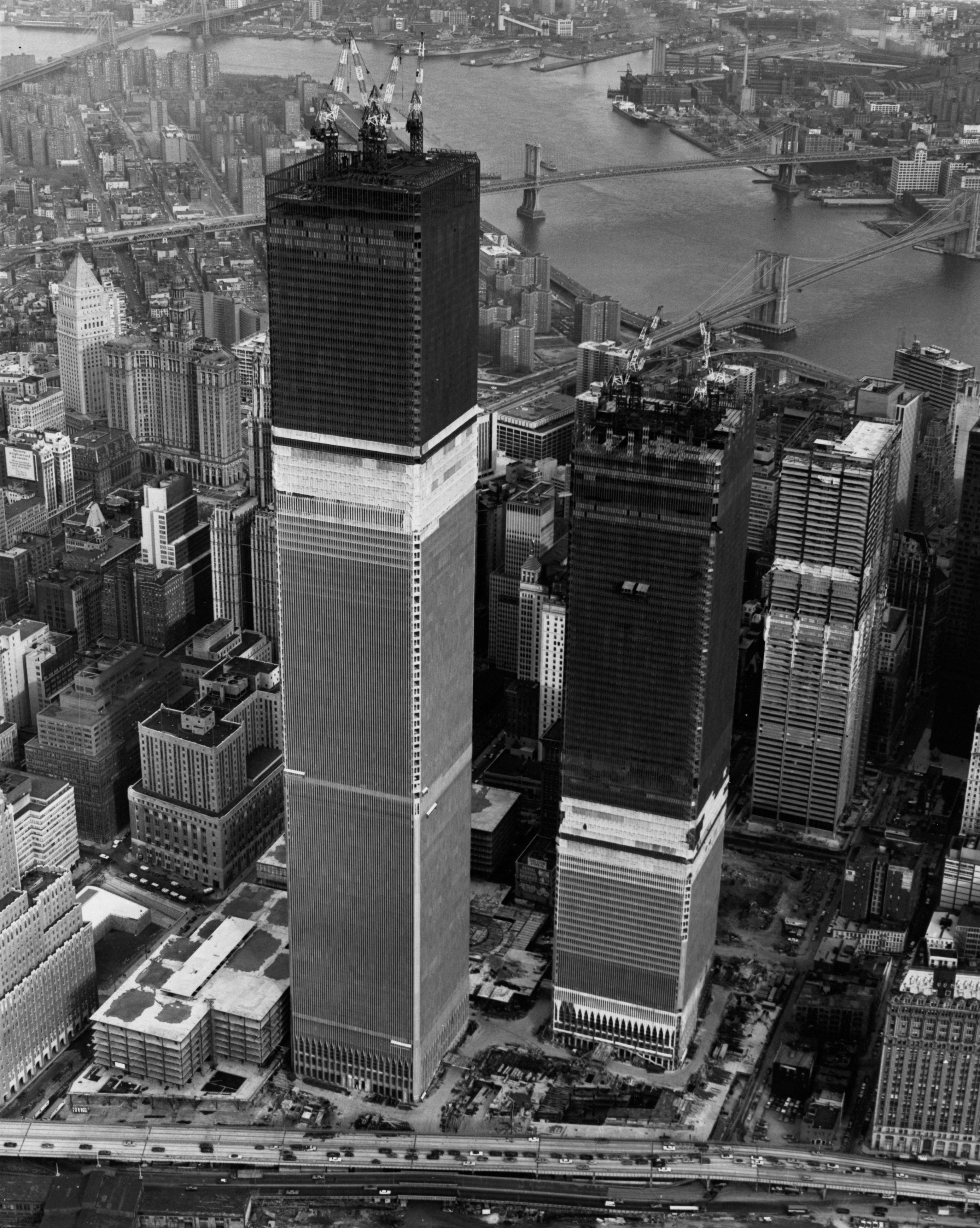 New York City, World Trade Center, Construction site, Monochrome, Historic Wallpaper