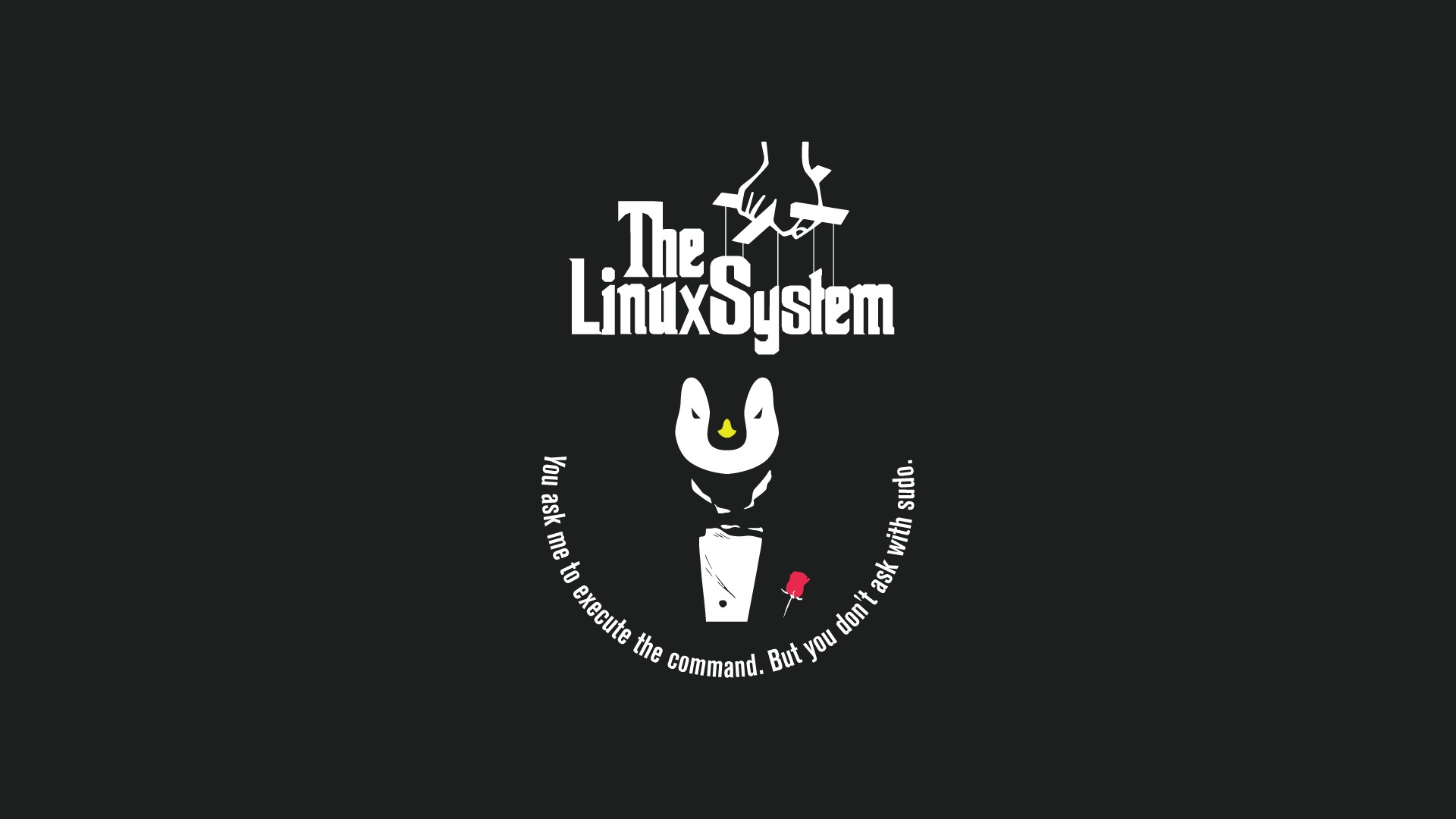 Tux, Linux, The Godfather, Humor Wallpaper