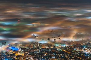 Bulgaria, Mist, Aerial view