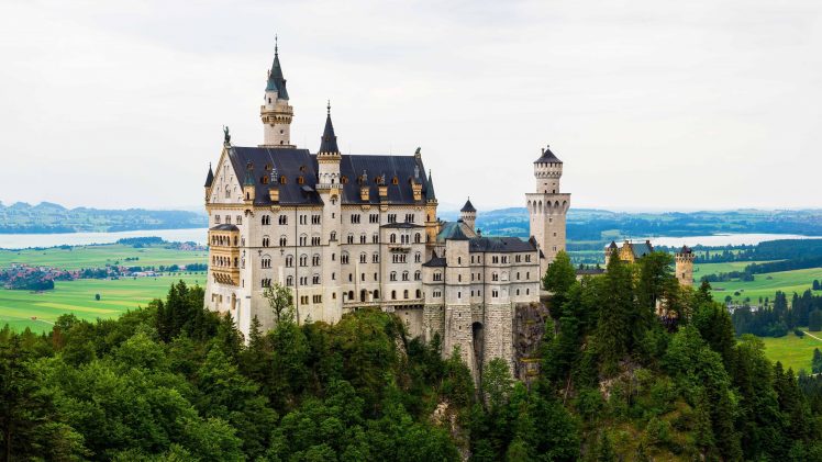 Neuschwanstein Castle, Castle, Building, Architecture, Landscape, Trees, Germany HD Wallpaper Desktop Background