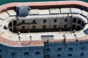 architecture, Fort, Fortress, Sea, Island, Fort Boyard, France, Birds eye view, Abandoned