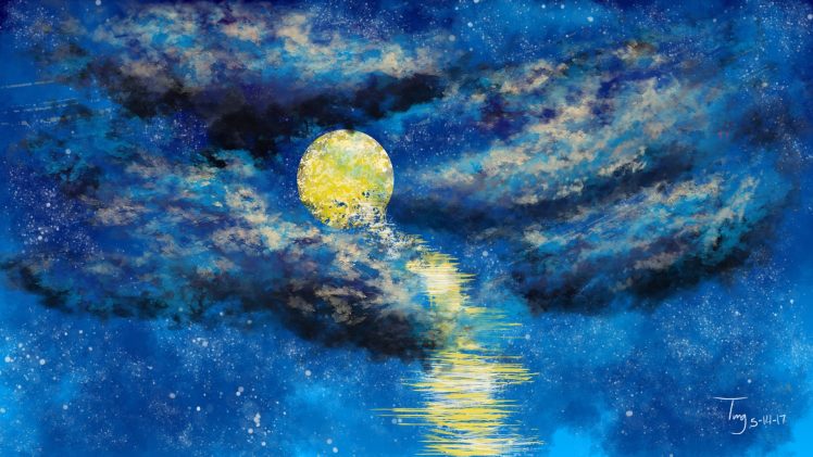moonlight, Constellations, Sky, Stars, Artwork HD Wallpaper Desktop Background