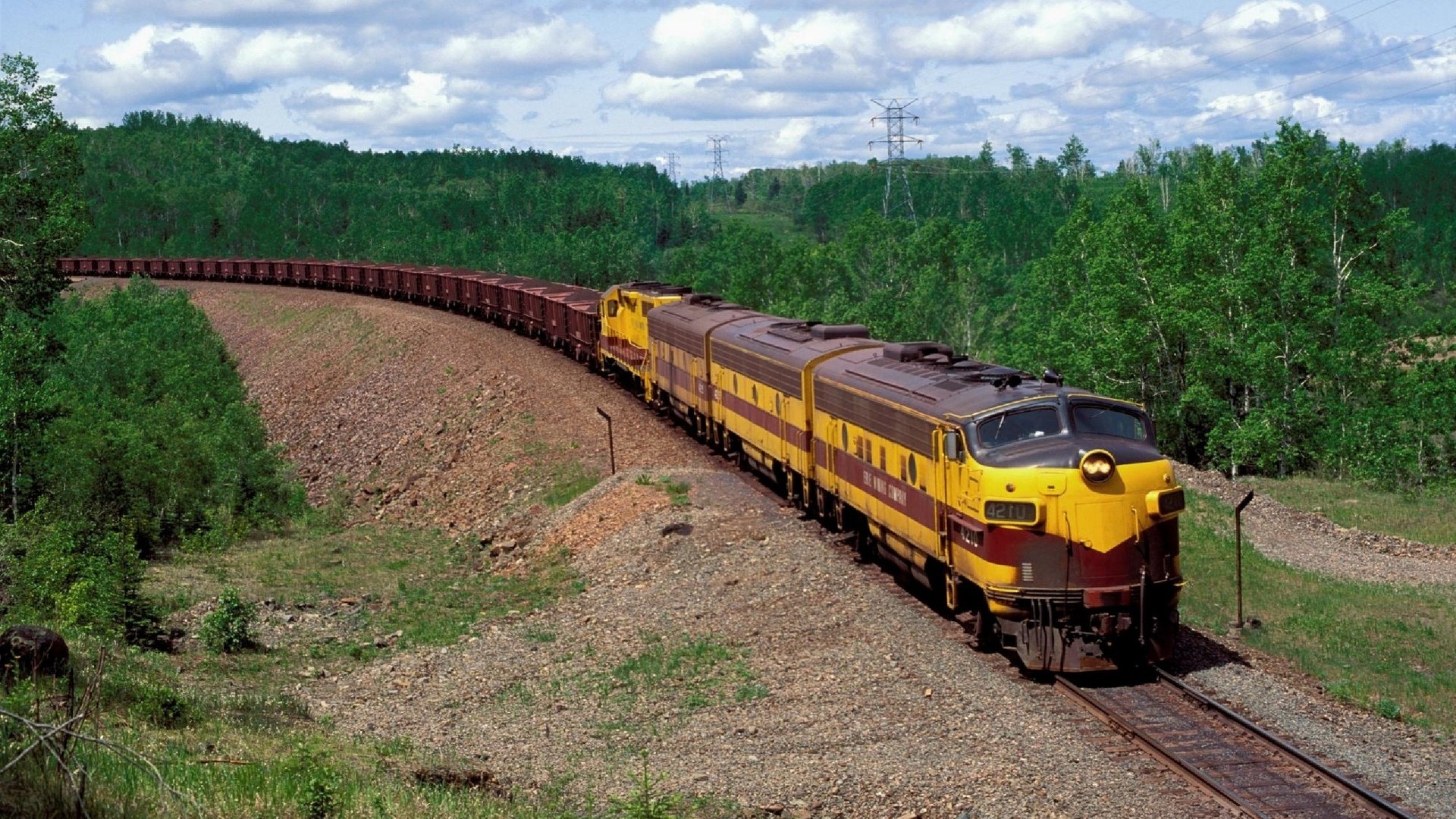 train, Railroad track, Trees, Landscape Wallpaper