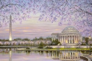 Robert Finale, Painting, Building, River, Spring, Blossom
