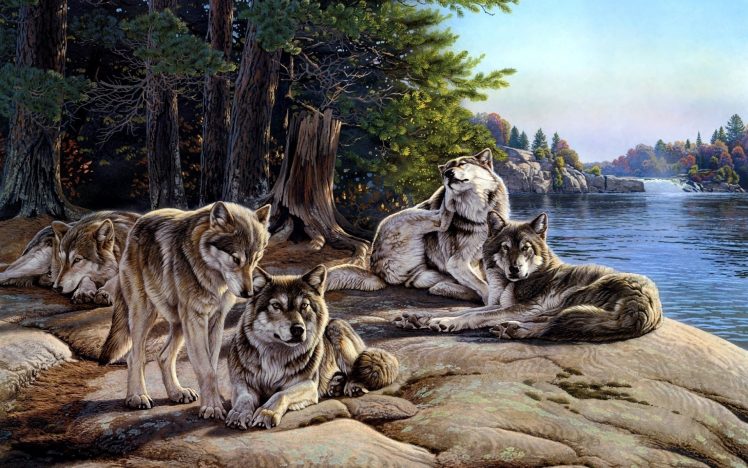 Al Agnew, Wolf, Animals, Landscape, Painting HD Wallpaper Desktop Background