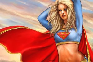 Supergirl, Women, Blonde, Blue eyes, Artwork