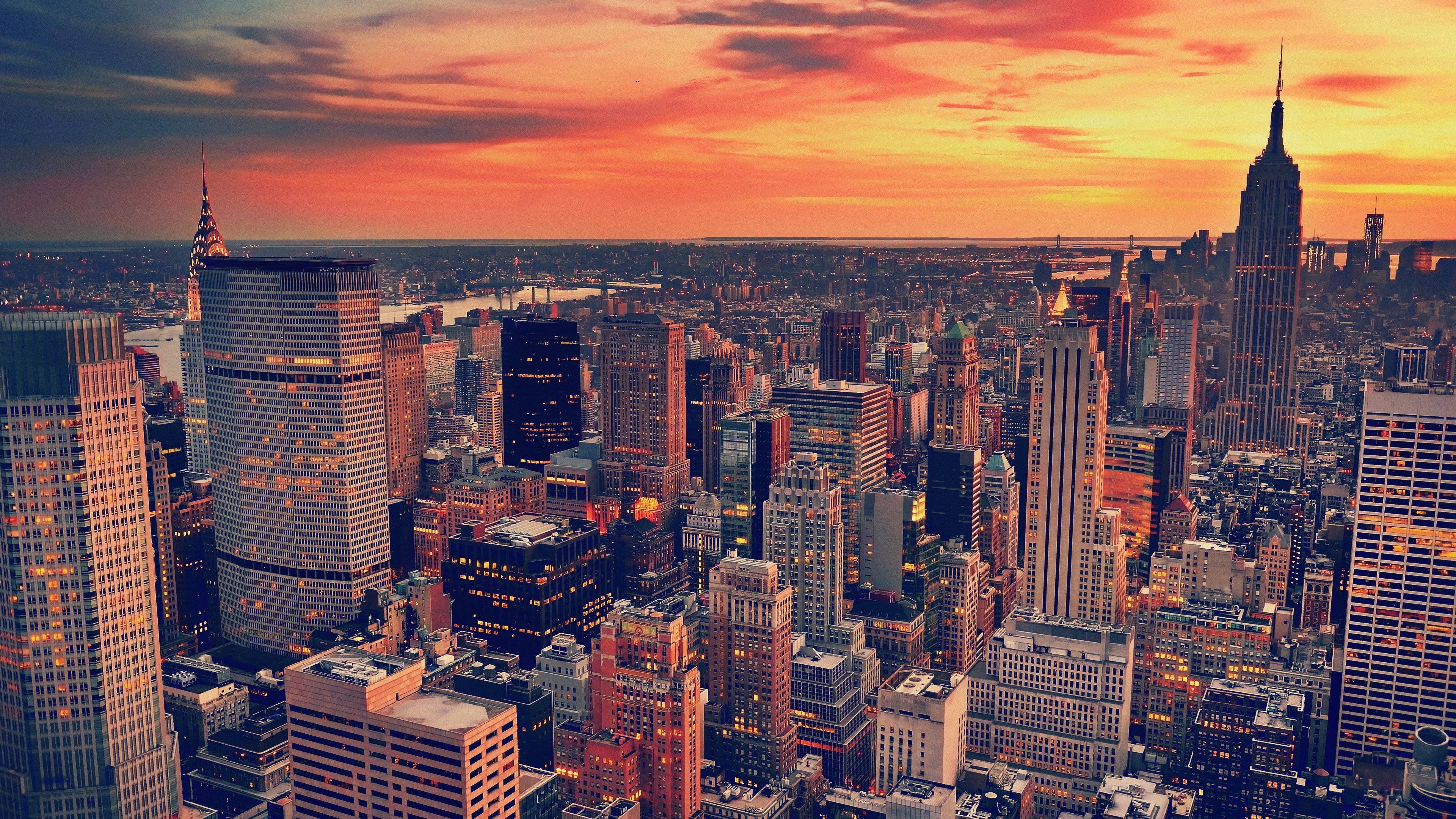 cityscape new york city sunset wallpapers hd  desktop