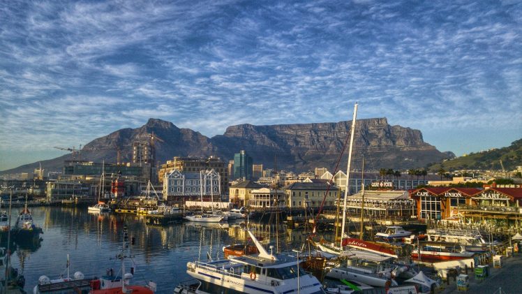 Cape Town, South Africa, Table Mountain, Waterfront, Boat, Sea, Sky, Mother City, Yachts, Morning HD Wallpaper Desktop Background