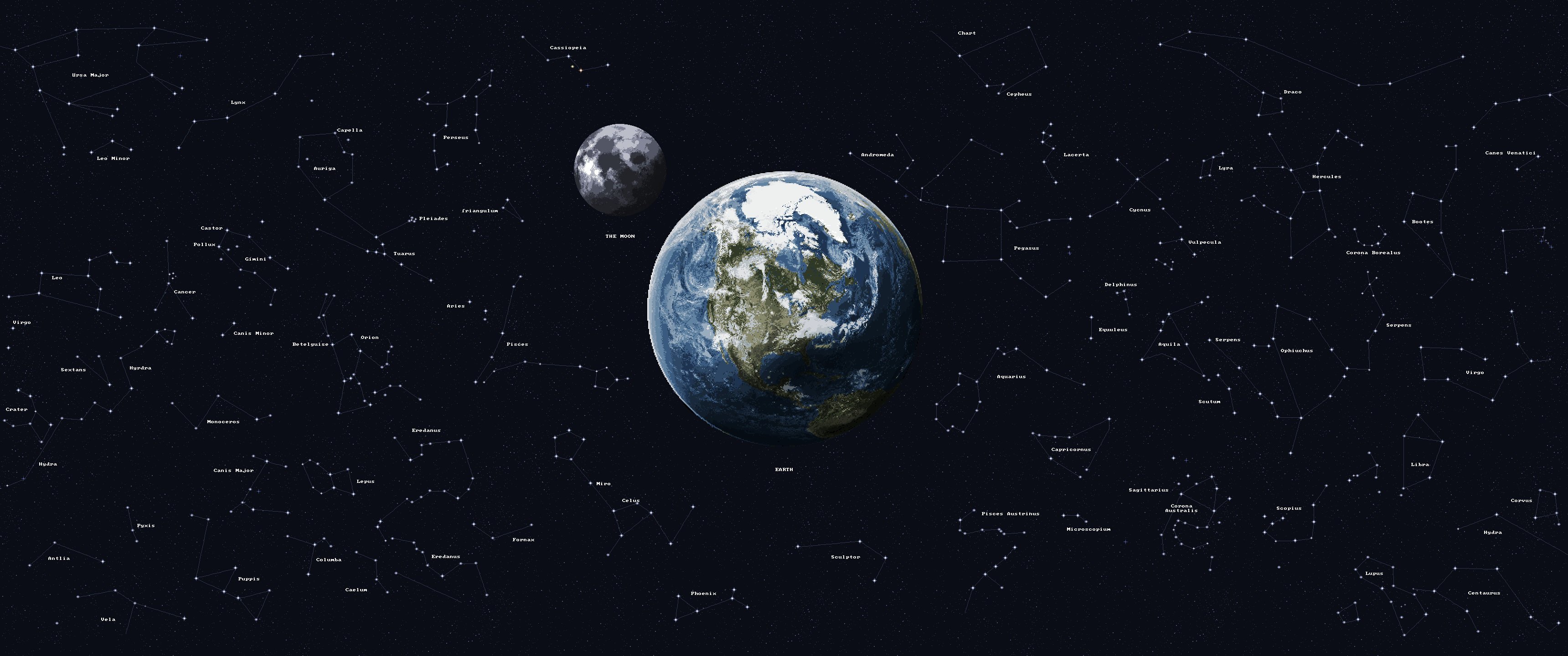 8 Bit Pixel Art Pixels Earth Moon Stars Space Ultra Wide Wallpapers Hd Desktop And Mobile Backgrounds