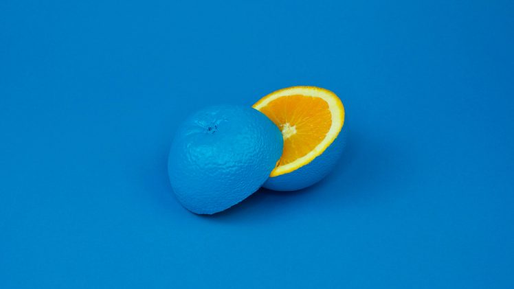 blue background, Orange (fruit) HD Wallpaper Desktop Background