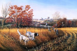 John S. Eberhardt, Dog, Birds, Landscape, Fall, Painting