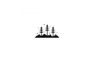 illustration, White  background, Pine trees, Trees, Mountains, Minimalism, Monochrome