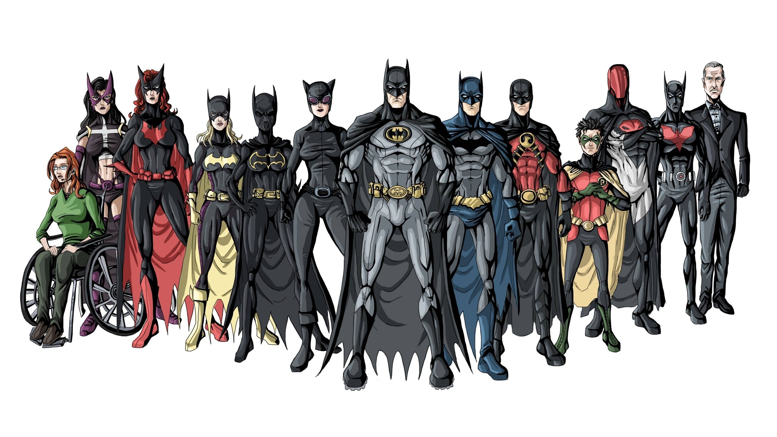 Batgirl, Robin (character), Batman, Batwoman, Catwoman, Alfred, Superhero Wallpaper