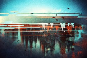 abstract, Cityscape, Lines, Distortion, Birds