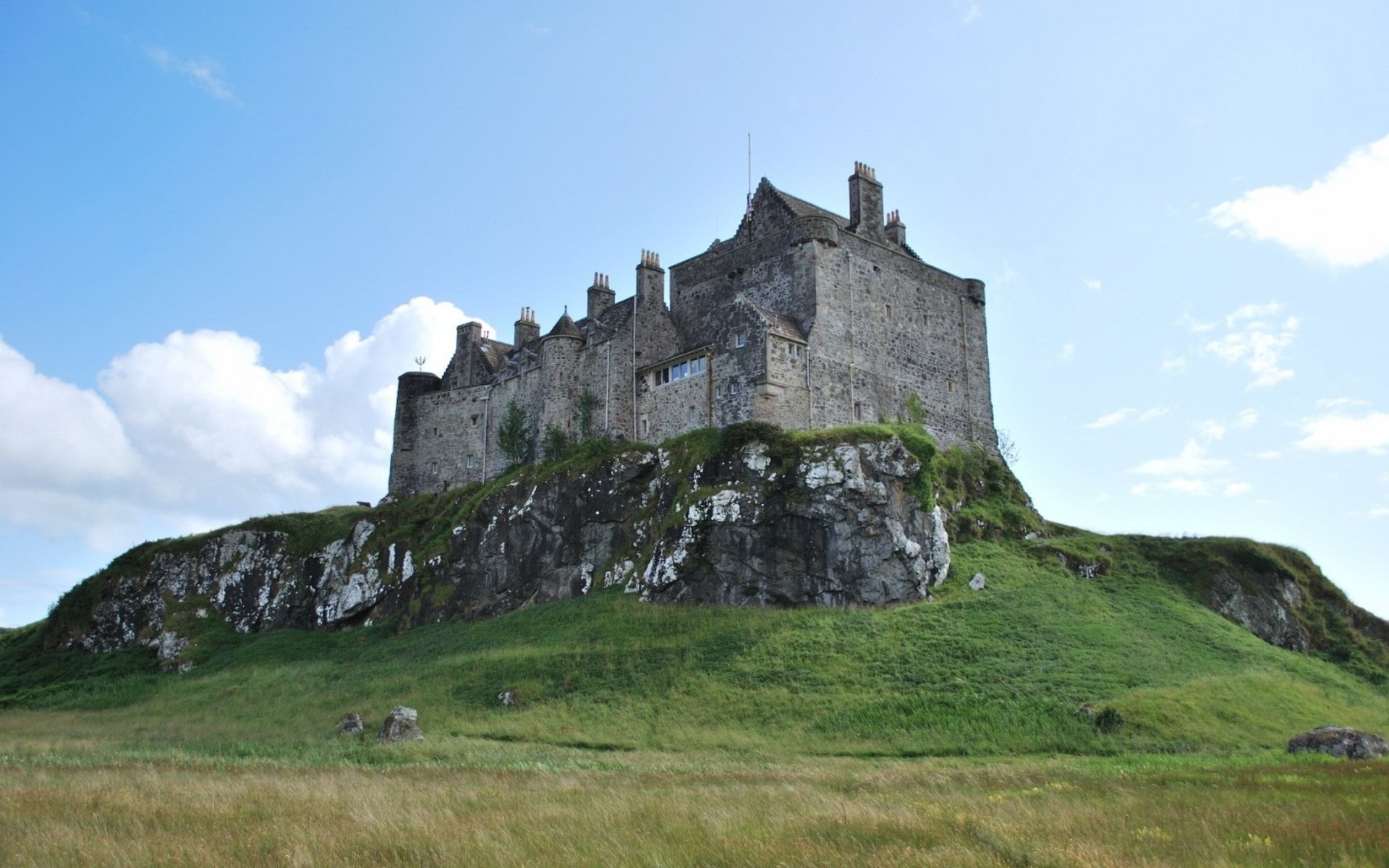 castle, Hill, Grass, Sky, Landscape Wallpaper