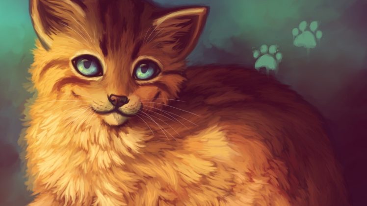 cat, Paws, Footprints, Red, Digital art HD Wallpaper Desktop Background