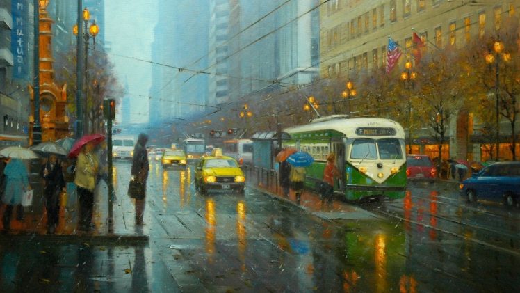 city, Cityscape, Rain, Vintage, San Francisco HD Wallpaper Desktop Background
