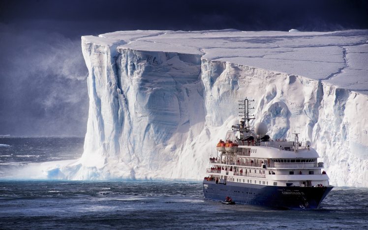ship, Iceberg, Sea HD Wallpaper Desktop Background