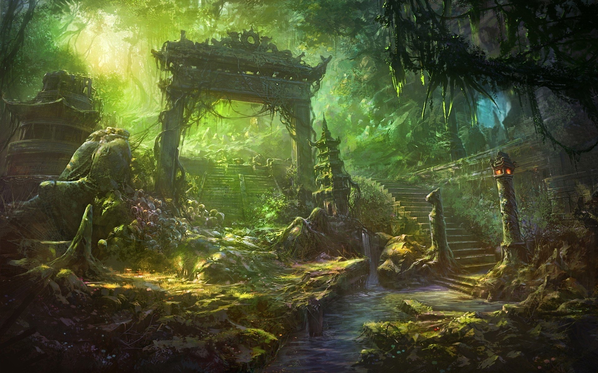 forest, Ruin Wallpaper