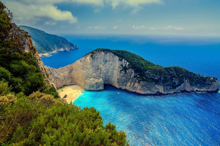landscape, Beach, Sea, Greece, Zakynthos, Navagio beach HD Wallpaper Desktop Background