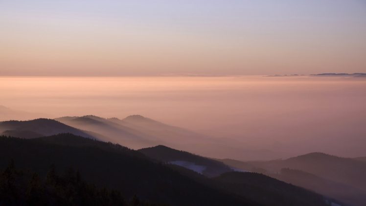 photography, Mist, Mountains, Landscape, Horizon HD Wallpaper Desktop Background