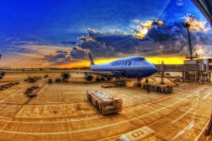 airfield, Airplane, Vehicle, Sky, Clouds, Photo manipulation, HDR